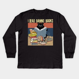 Cat I Read Banned Books Kids Long Sleeve T-Shirt